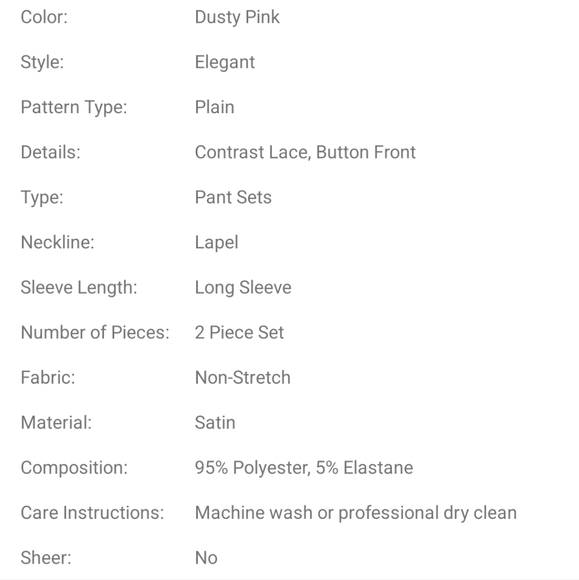 Lace panel lapel collar satin night set pyjamas - Picture 6 of 6